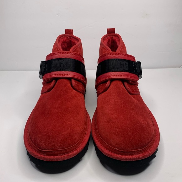 UGG Neumel Snapback Chukka Boots Mens Size 11 Red Black Ankle Sheepskin - Picture 4 of 6